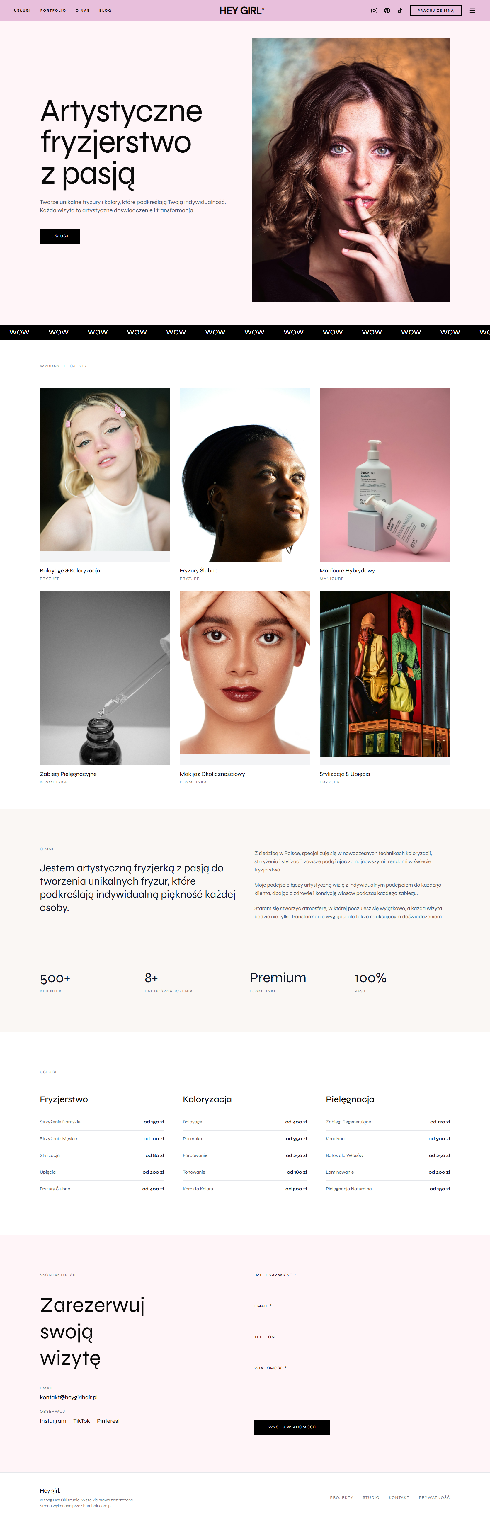 Projekt strony Salon HeyGirl — nowoczesny salon beauty
